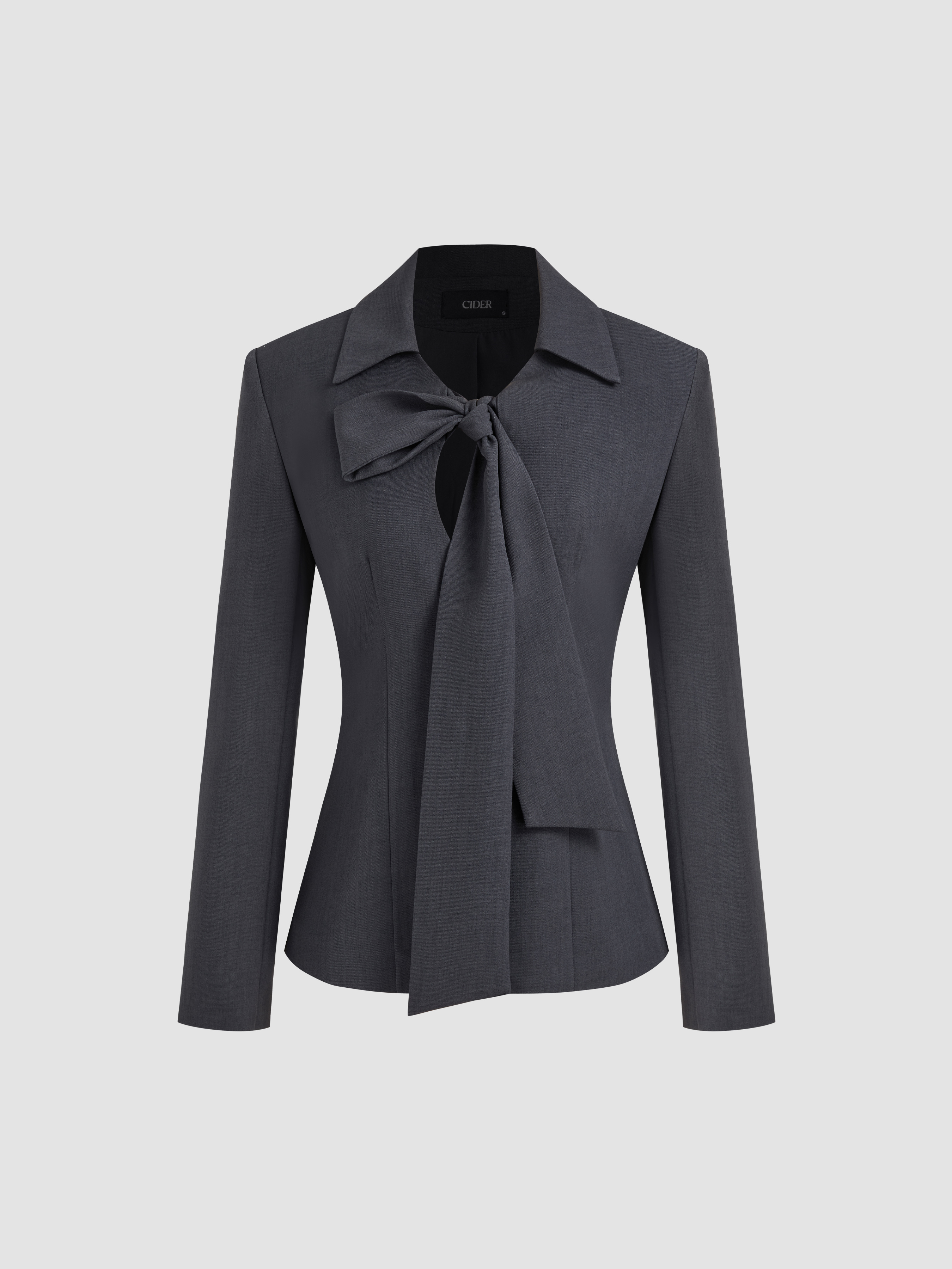 Jacquard Jacquard Collar Floral Pocket Knotted Button Blazer