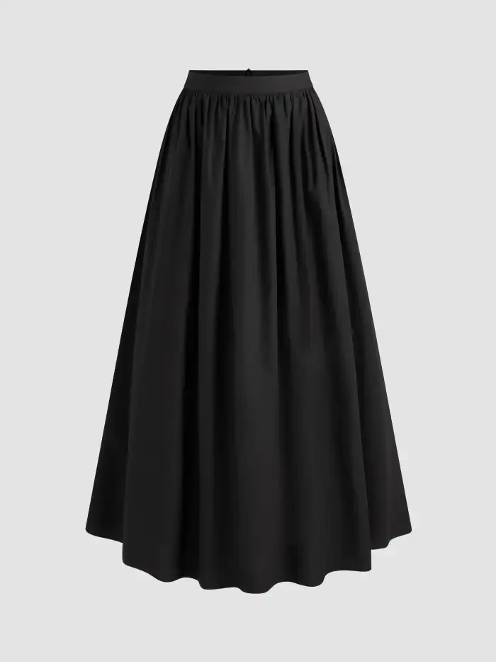 Chiffon Mid Rise Ruffle Hem Maxi Skirt