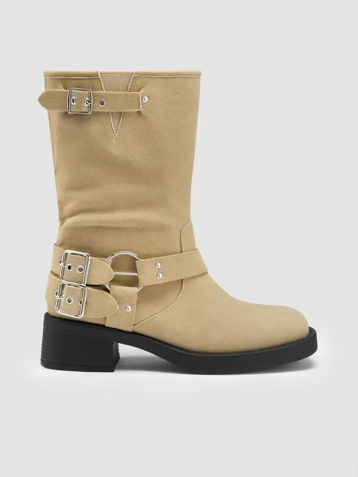 FLOWER EMBROIDERED LACE-UP KNEE HIGH BOOTS