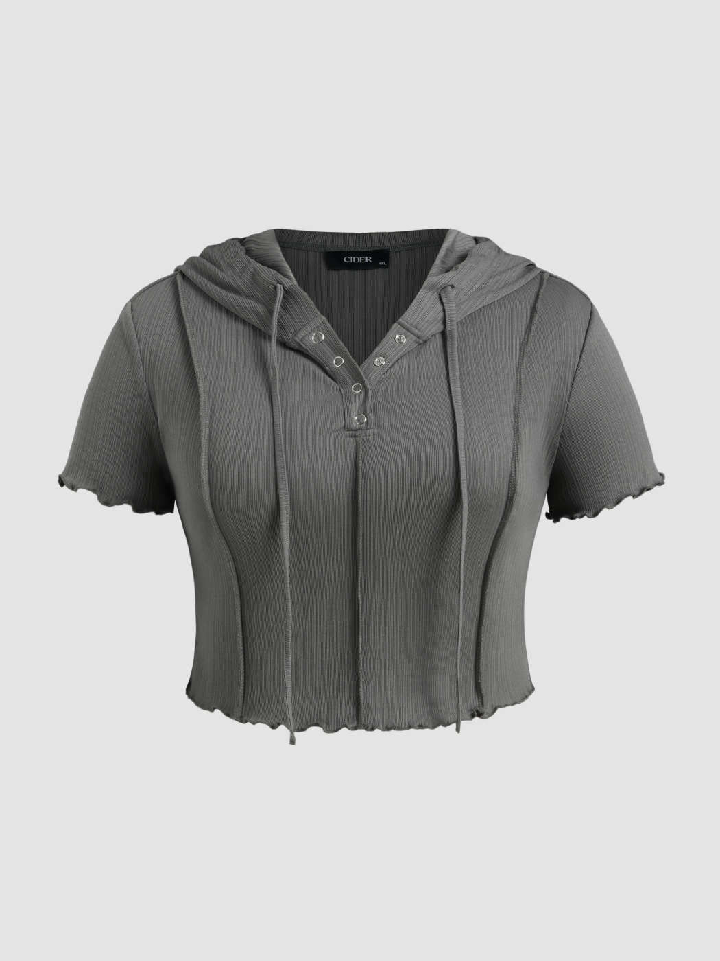 Short Sleeve Cropped Neck Hoodie Jersey Button Up Short Sleeve