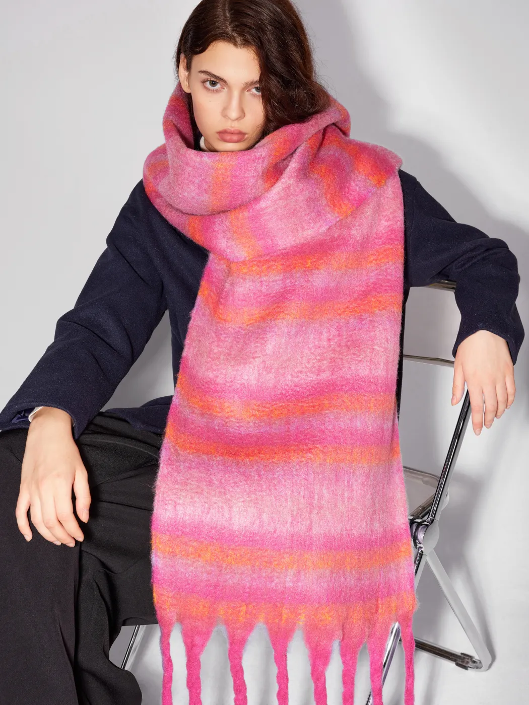 STRIPED TASSEL SCARF