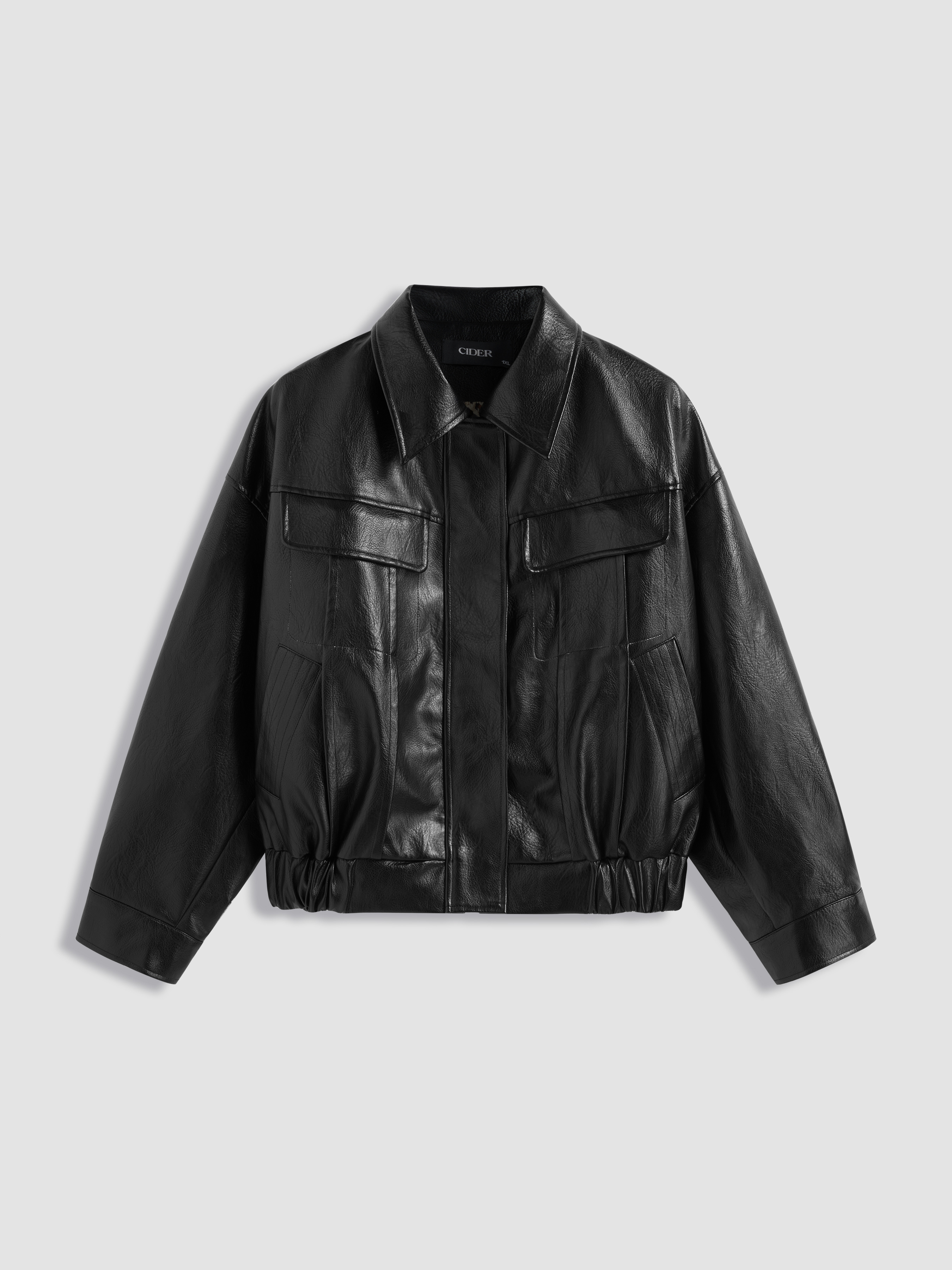 Faux Leather Curve & Plus Faux Leather Jacket For School Work