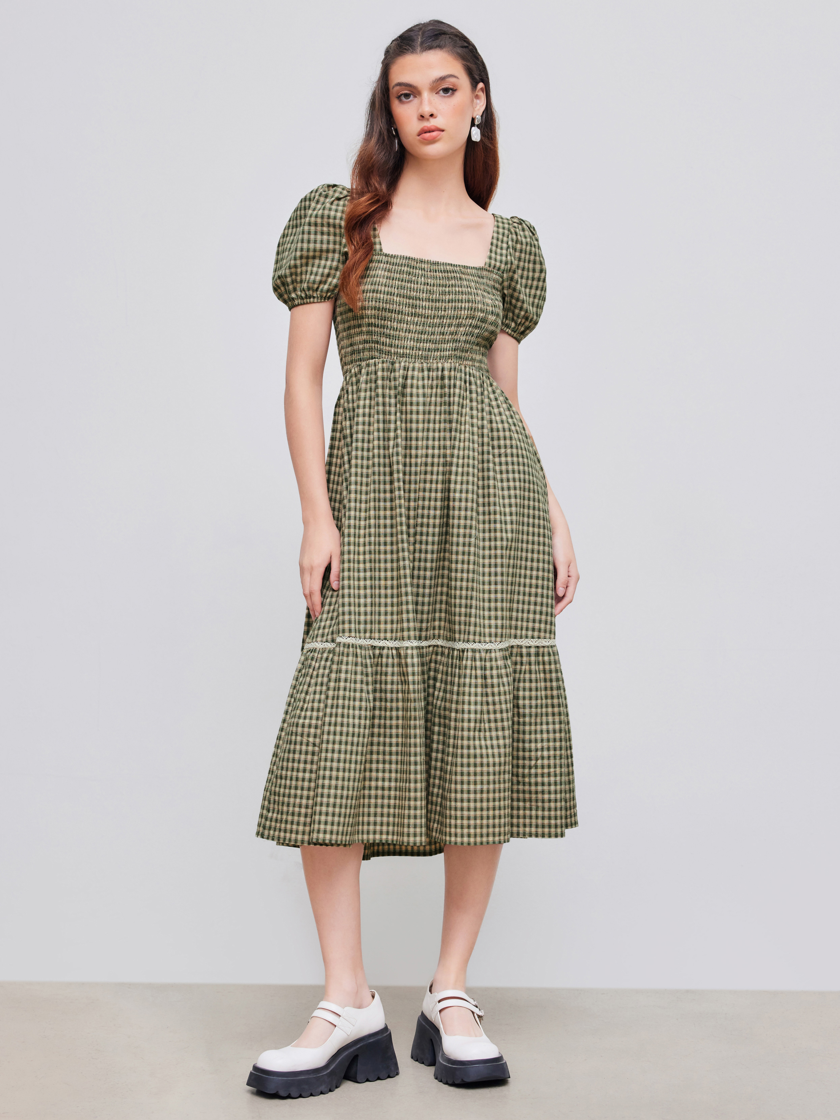 【美品】GINGHAM CHECK 2WAY PUFF SLEEVE DRESS 美品】GINGHAM CHECK 2WAY PUFF SLEEVE DRESS - メルカリ