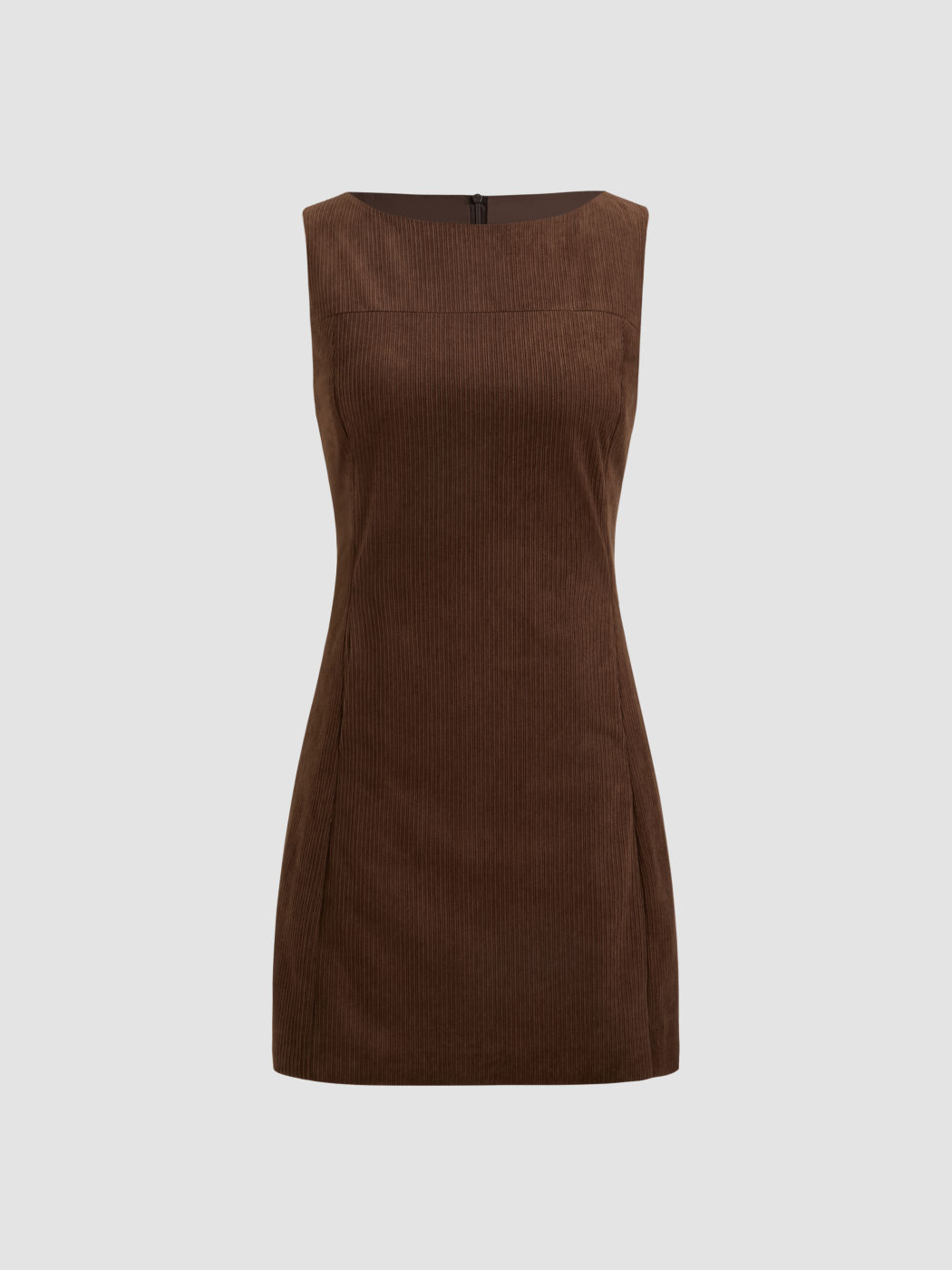Cord-Kleid mit Bootsausschnitt und Reißverschluss