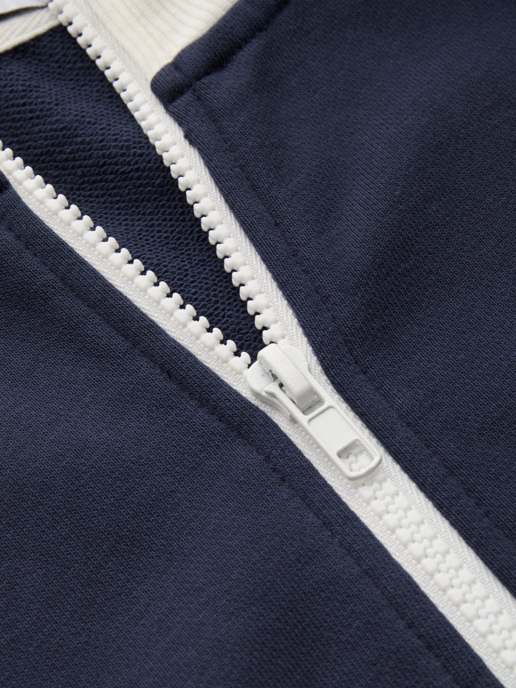 Terry High Neck Solid Contrasting Binding Zipper Sweatshirt