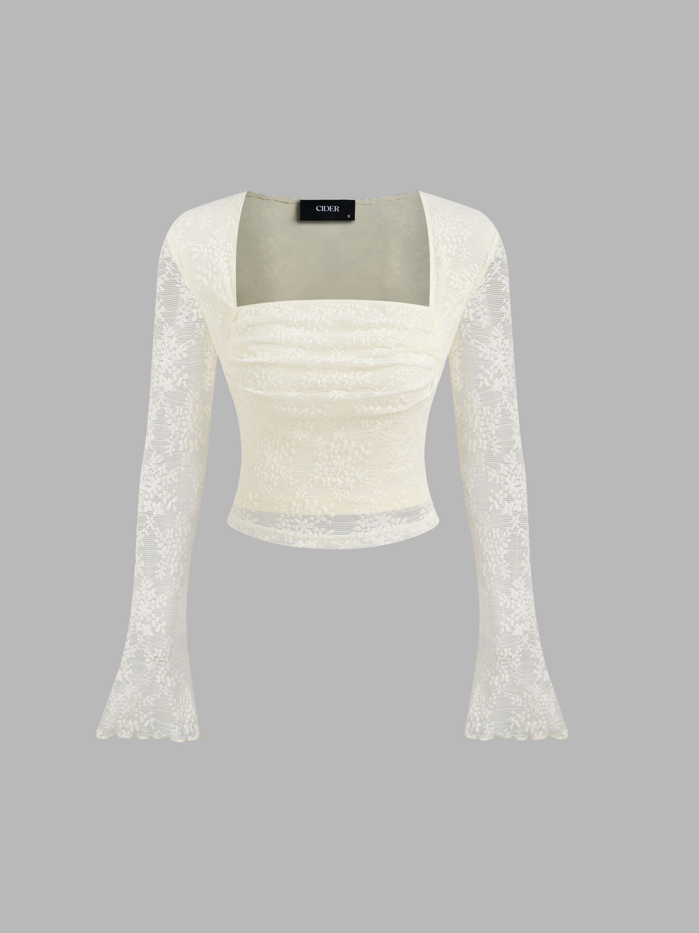 ★chemehc★HOLE LACE LONG SLEEVE (WHITE)★正規品/韓国送料込 TREEMINGBIRD】 HIGE-NECK FINGER HOLE LONG SLEEVE : WHITE T