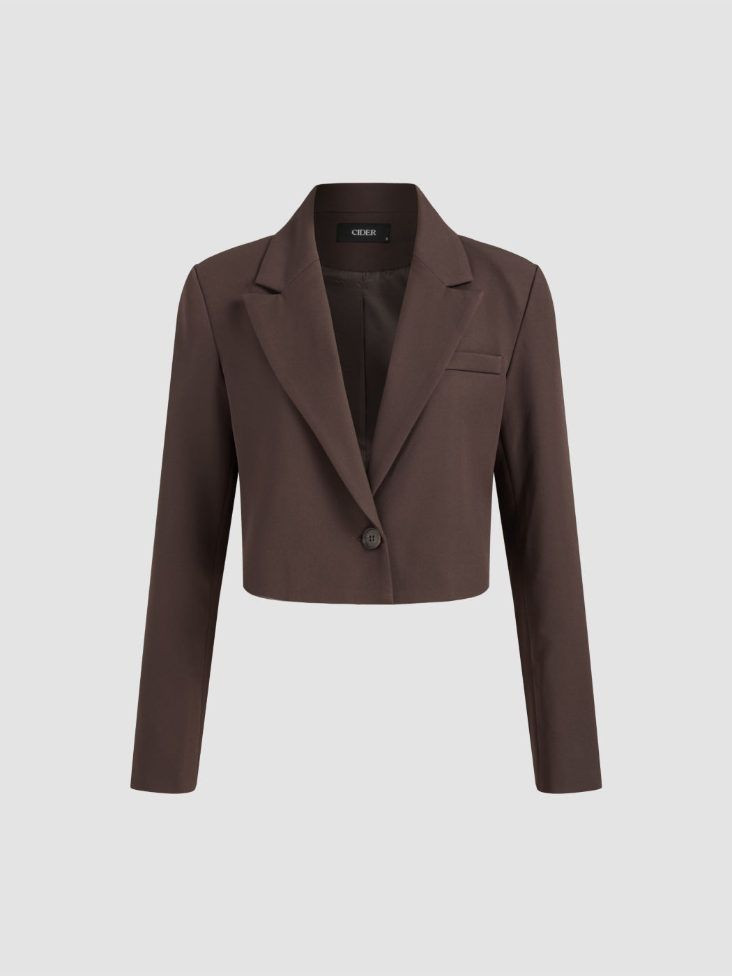 Kragen Einfarbig Knopf Crop Blazer