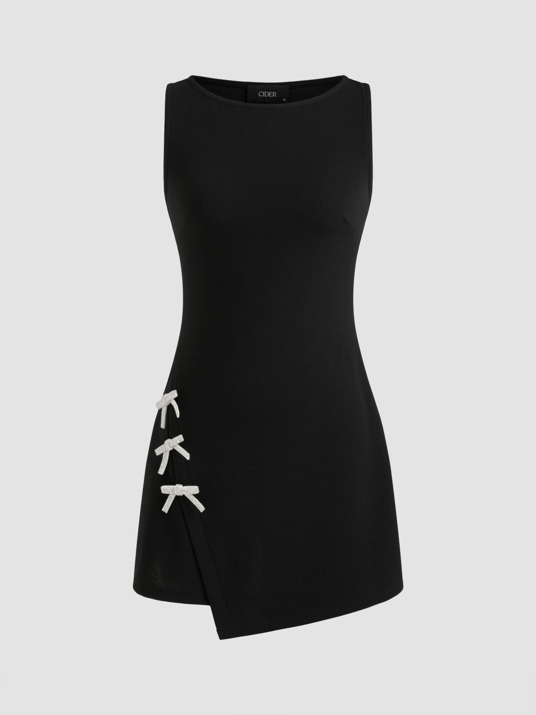 Boat Neckline Solid Bowknot Wrap Mini Dress
