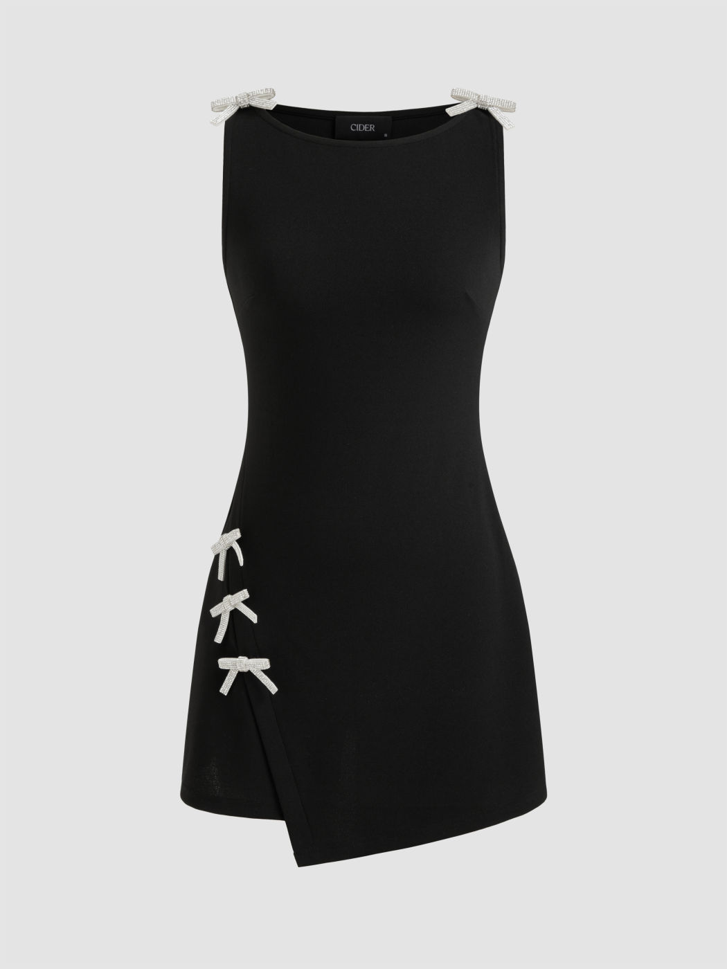Boat Neckline Solid Bowknot Wrap Mini Dress