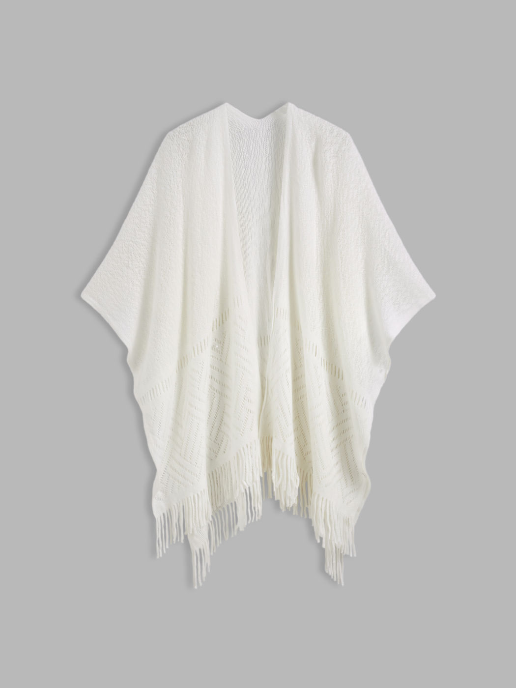 SCIALLE LAVORATO A MAGLIA CON NAPPE E OCCHIELLI