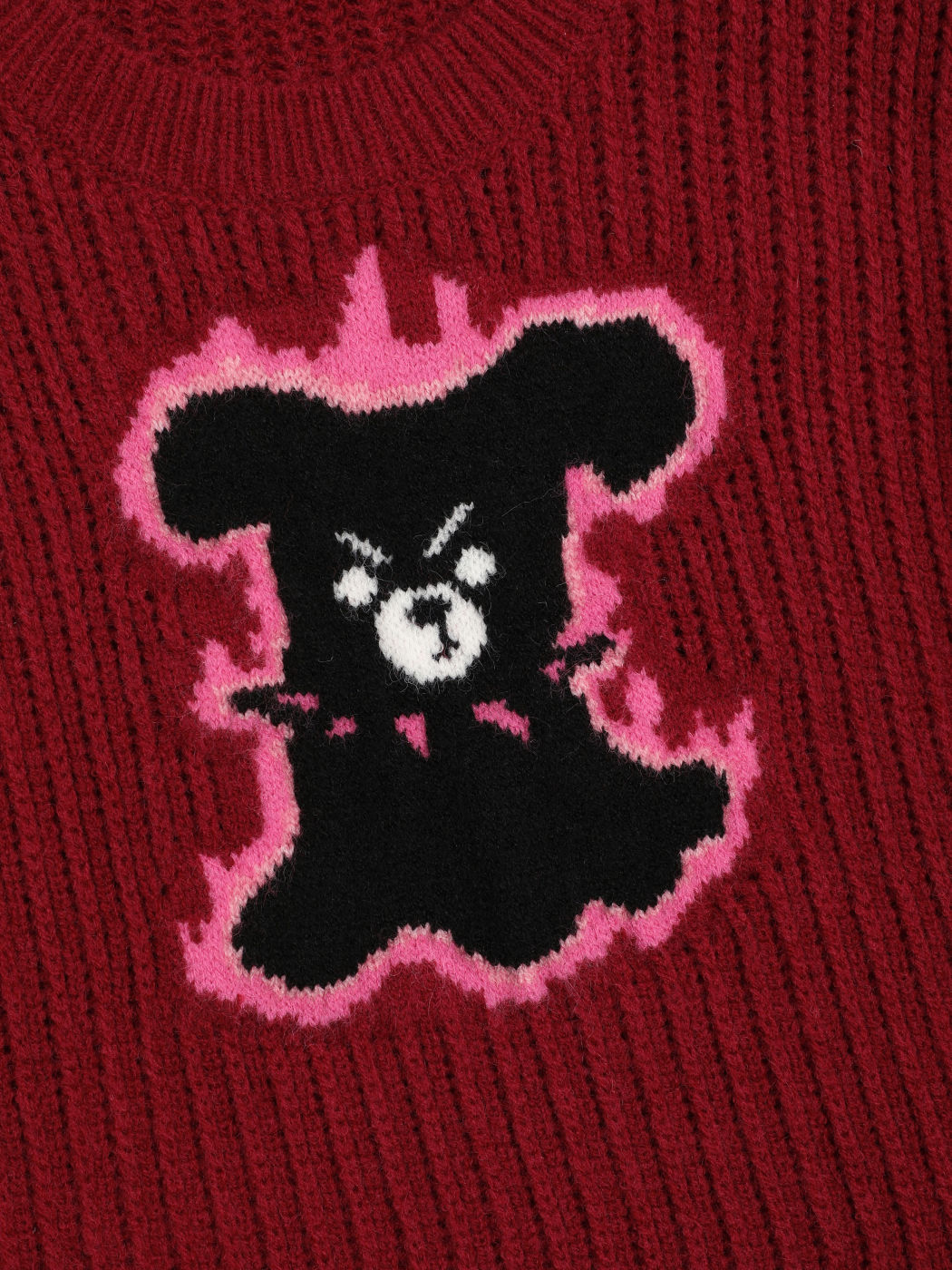 Knit Round Neckline Angry Dog Crop Top