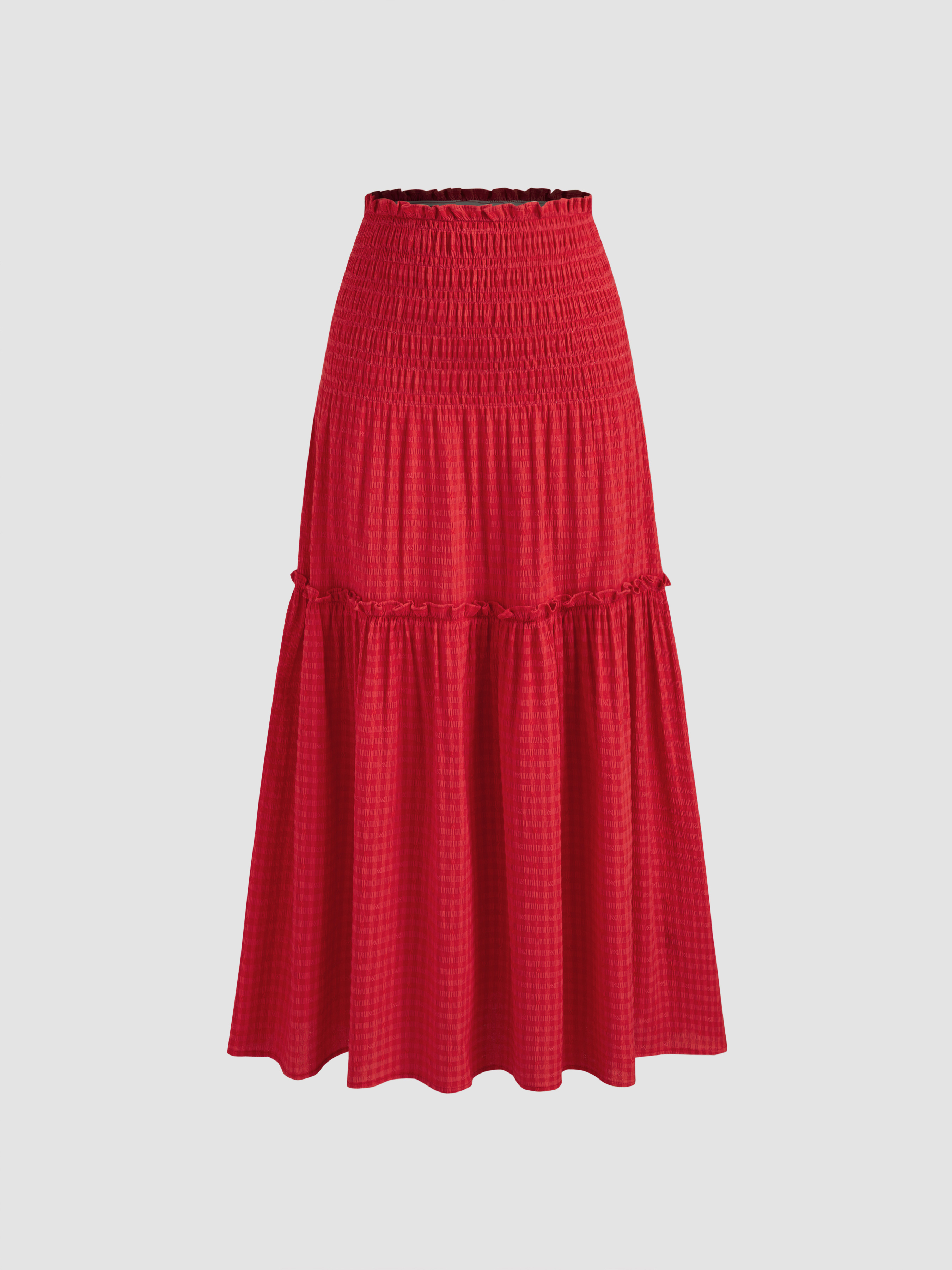 Lettuce Trim Shirred Waist Layered Short Dress