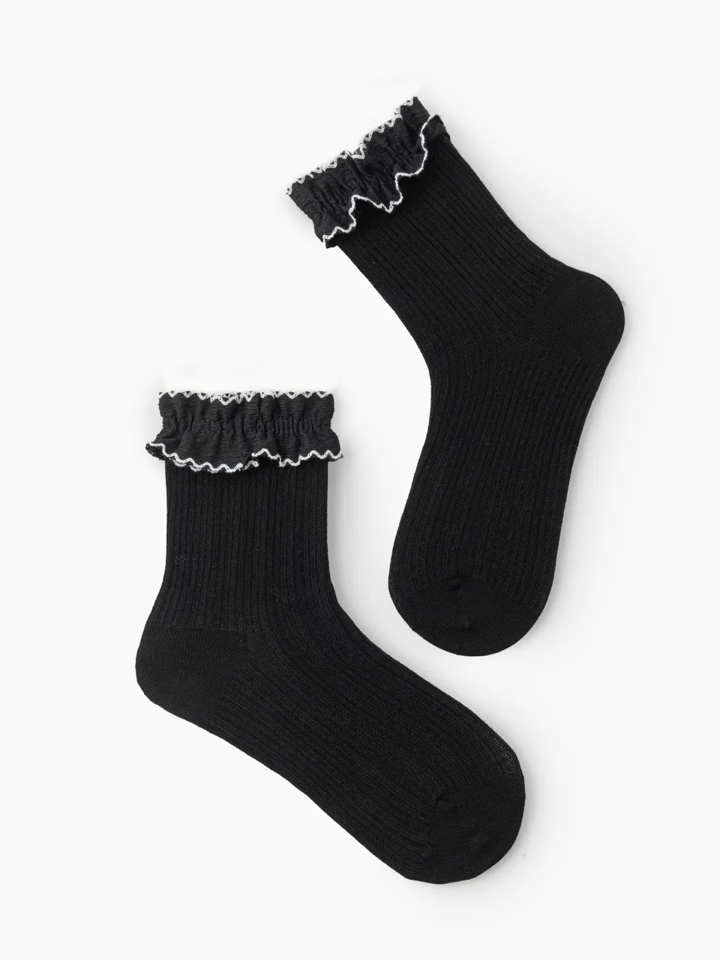 Kontrastierende Rüschenbesatz Crew Socken