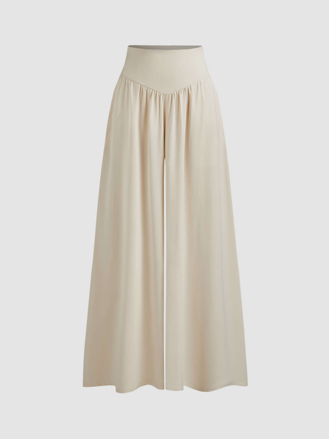 Satin Satin Round Neckline Solid Knotted Top & Mid Rise Pocket Wide Leg Trousers Set For Work