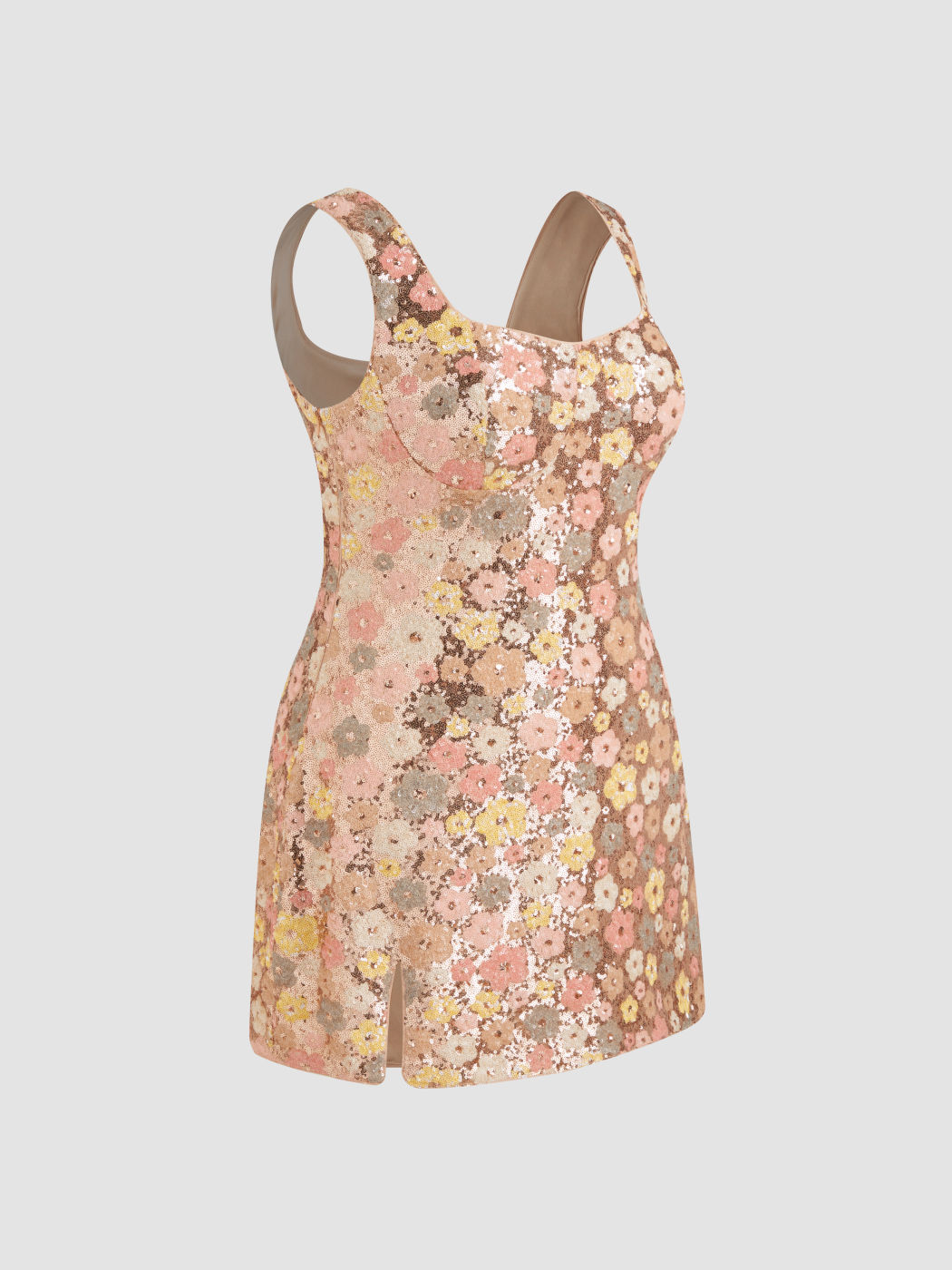 Sequin Scoop Neckline Floral  Split Mini Dress Curve & Plus