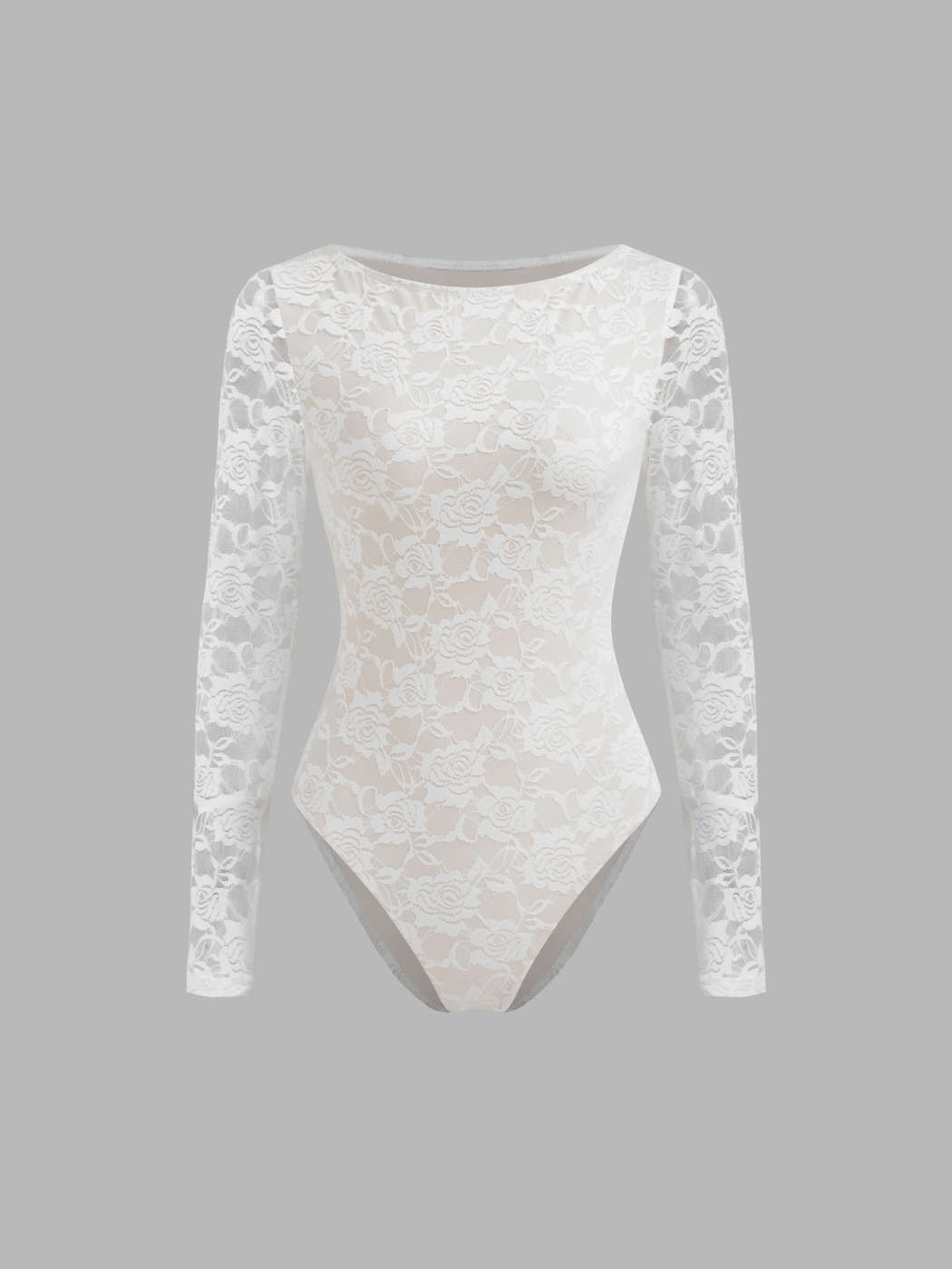 Body Trasparente Manica Lunga Tessuto In Maglia Body A Maniche