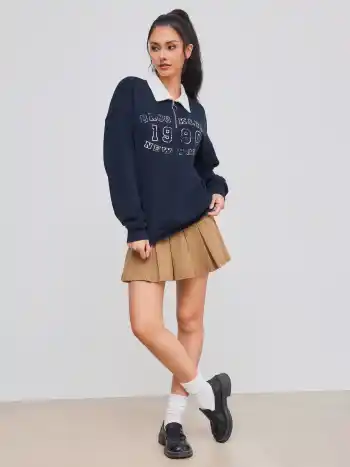 1990 Terry Polo Graphic Zipper Pocket Oversized Sweatshirt