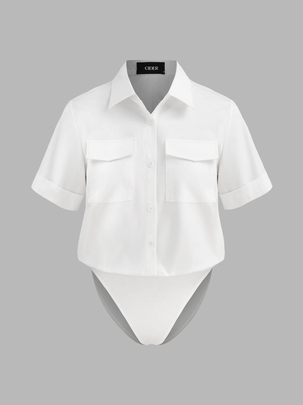 100% Cotton Collar Solid Button Shirt Bodysuit