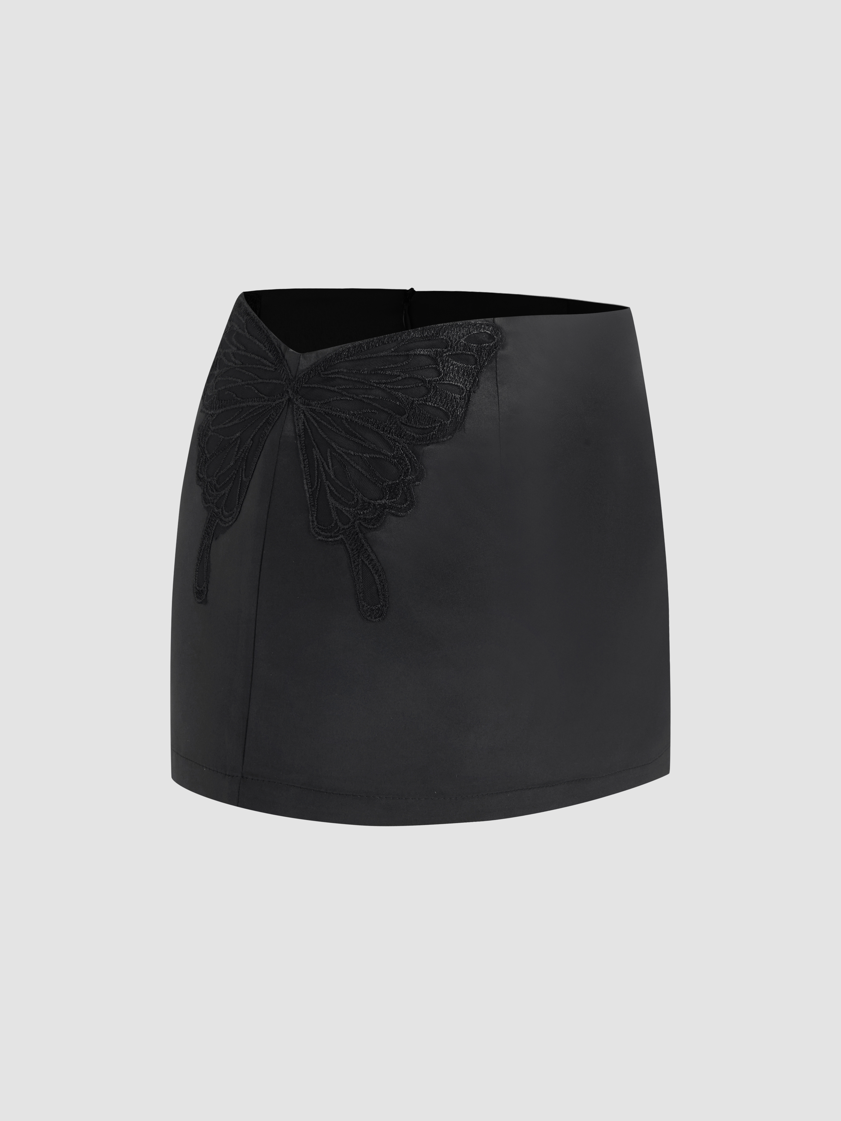 【CIDER】バタフライミニドレス Satin Satin Low Rise Butterfly Zipper Mini Skirt For Daily