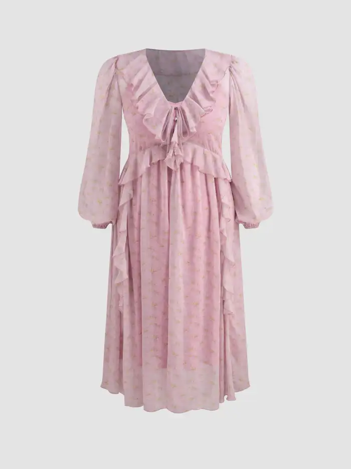 v-neck lace floral cami maxi dress Wholesale MOQ6 Printed V-Neck Maxi Cami Dress main image 0