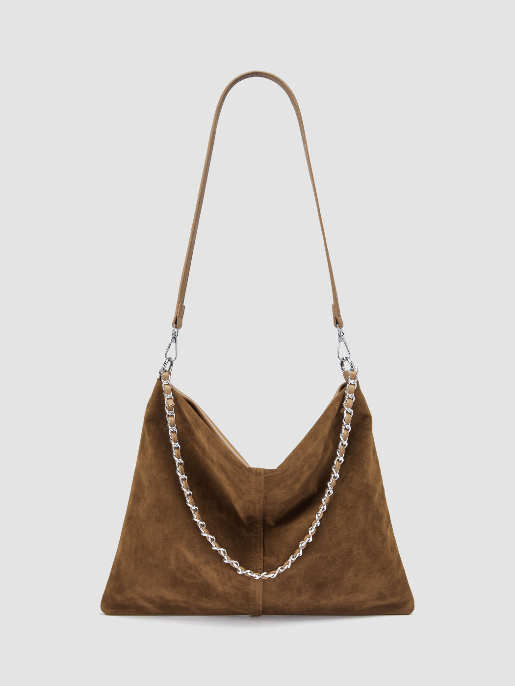 Schultertasche aus Wildleder mit Kette