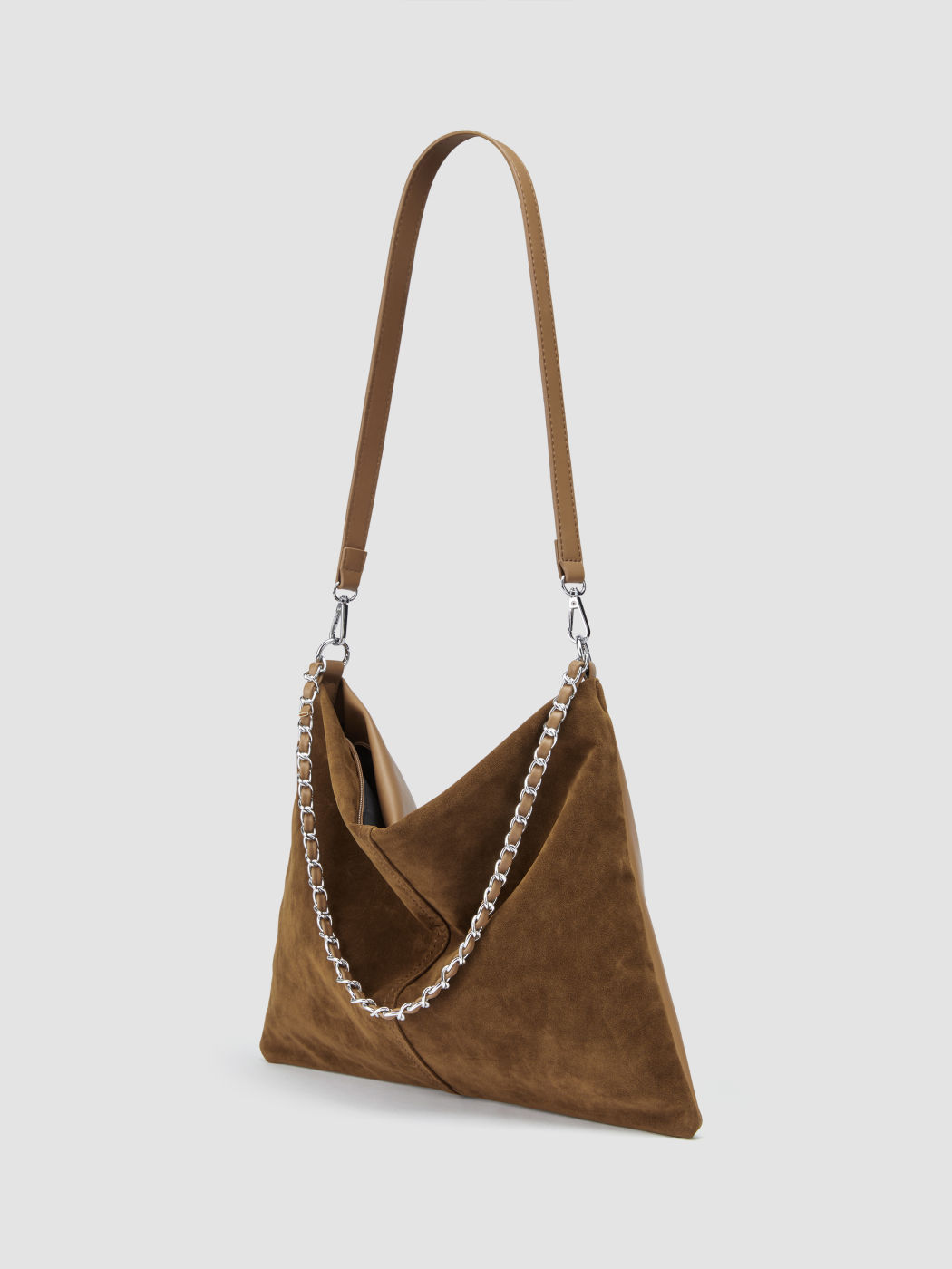 Schultertasche aus Wildleder mit Kette