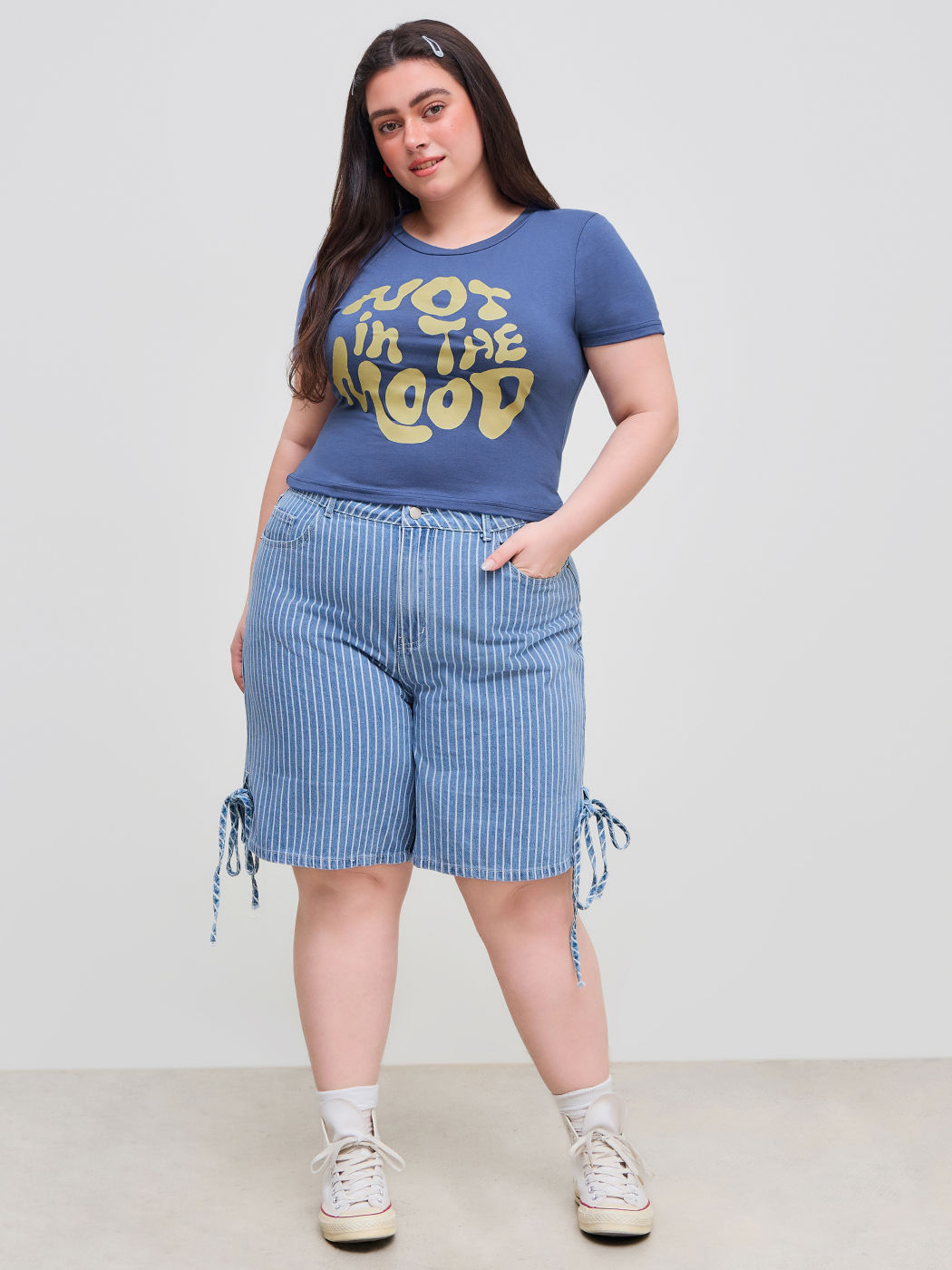 Nicht in der Stimmung Rundhalsausschnitt Grafik Crop Top Kurve & Plus