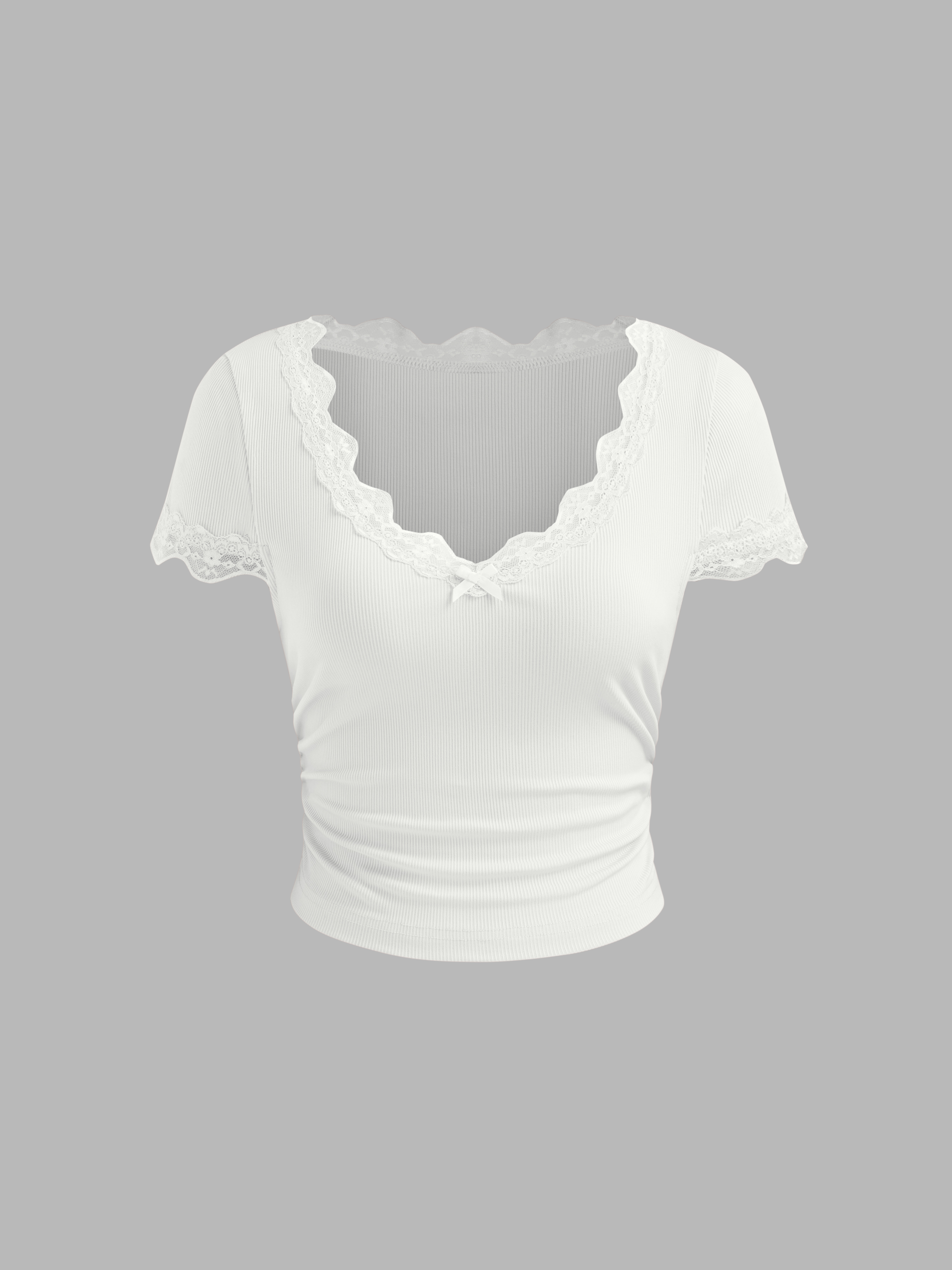 ★fa.er.ie★lace V neck shirring top (white)★韓国送料込 1723795749000-Y4ywsG.jpg