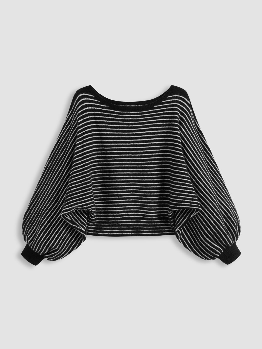 Sudadera de punto de lana a rayas con cuello barco Curvy