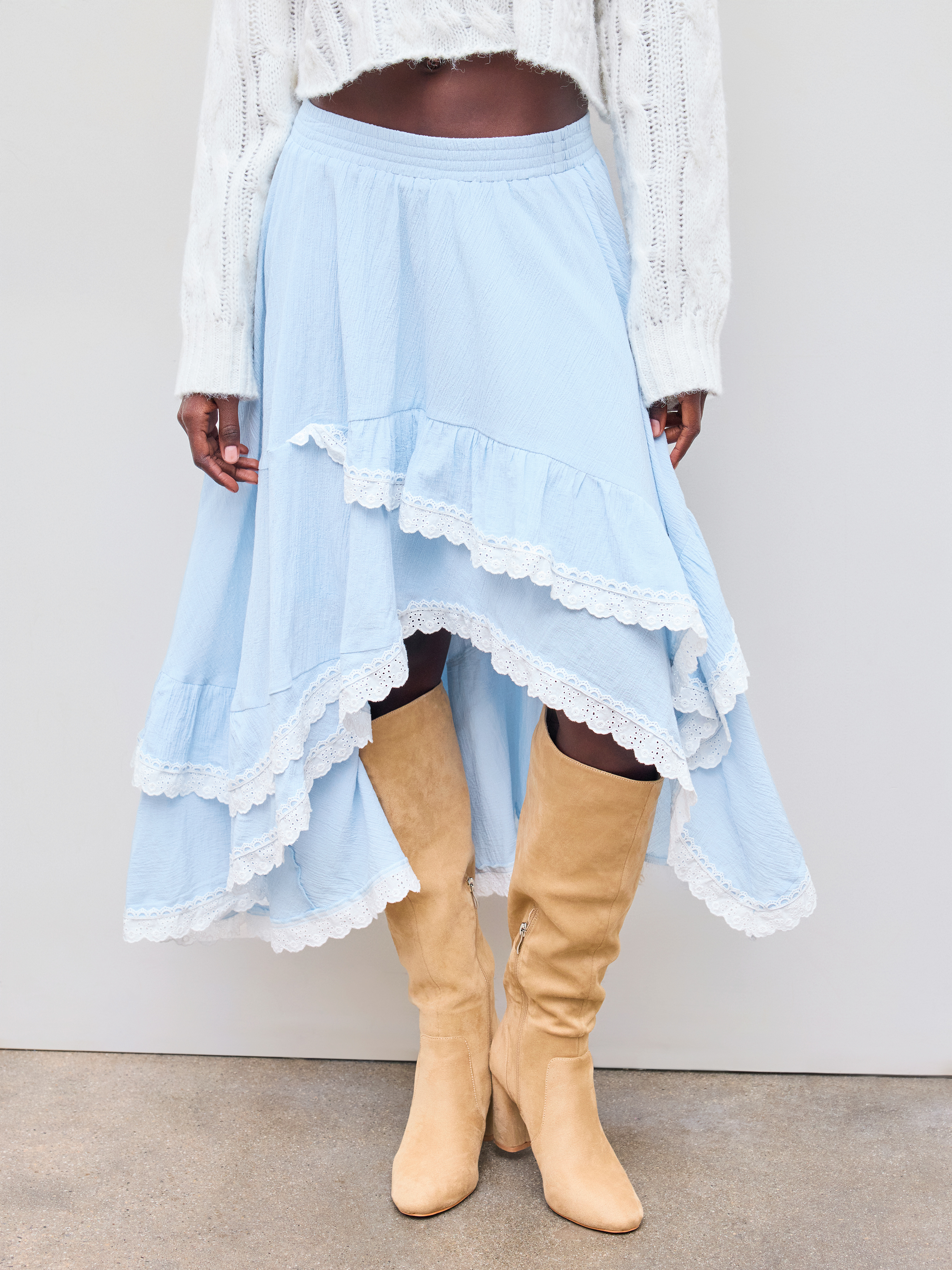 Woven 100% Cotton Mid Rise Solid Broderie Anglaise