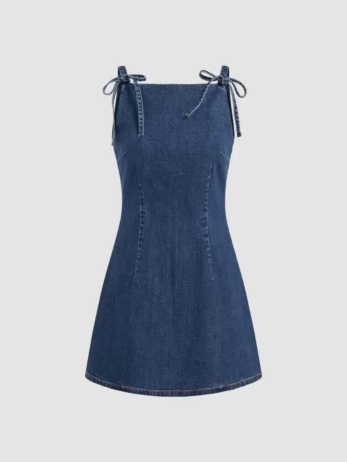 white christmas dresses Get Together Medium Light Denim Babydoll Dress – Shop the Mint main image 0