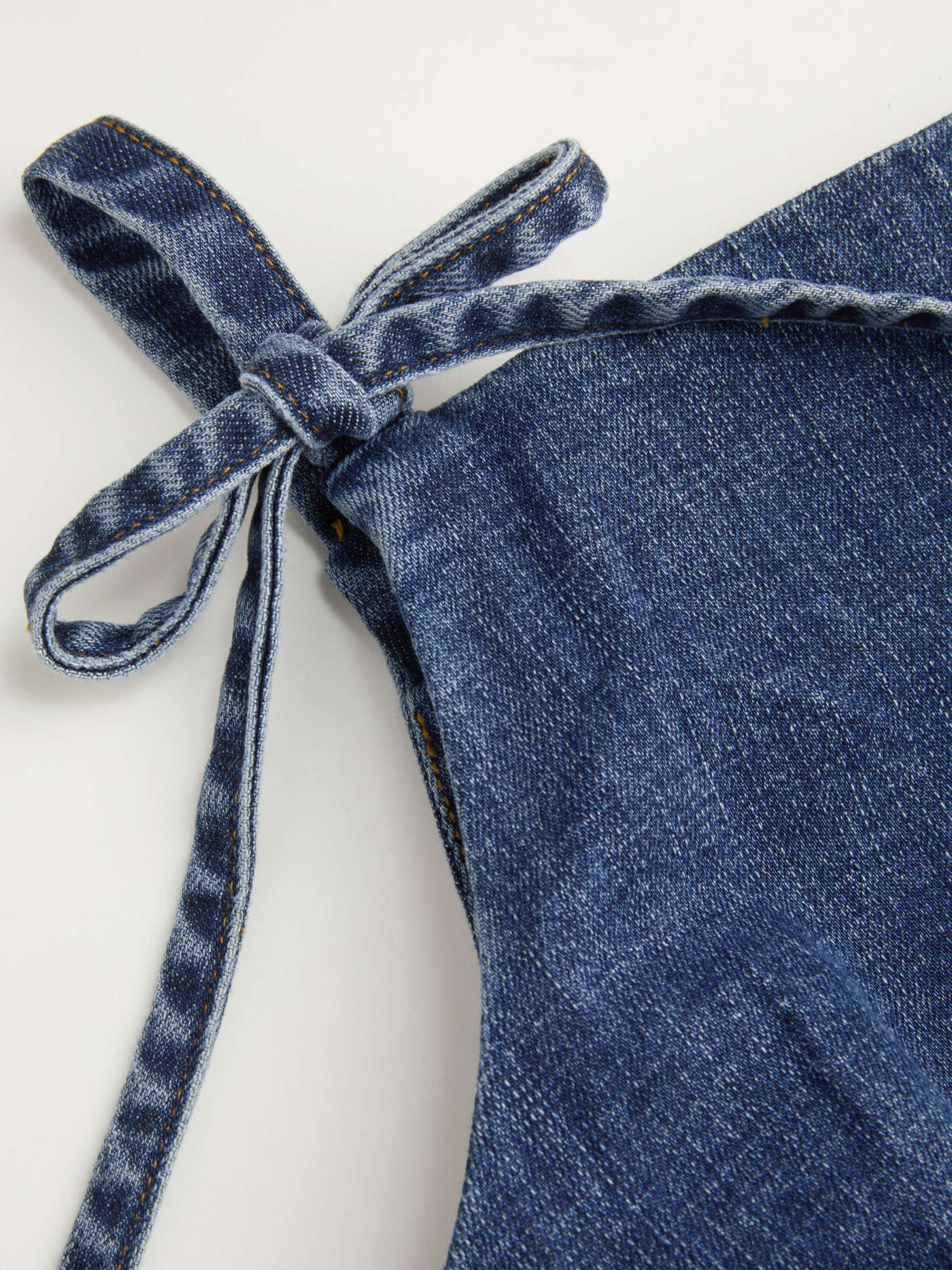 Stretch Denim Solid Zipper Knotted Mini Dress