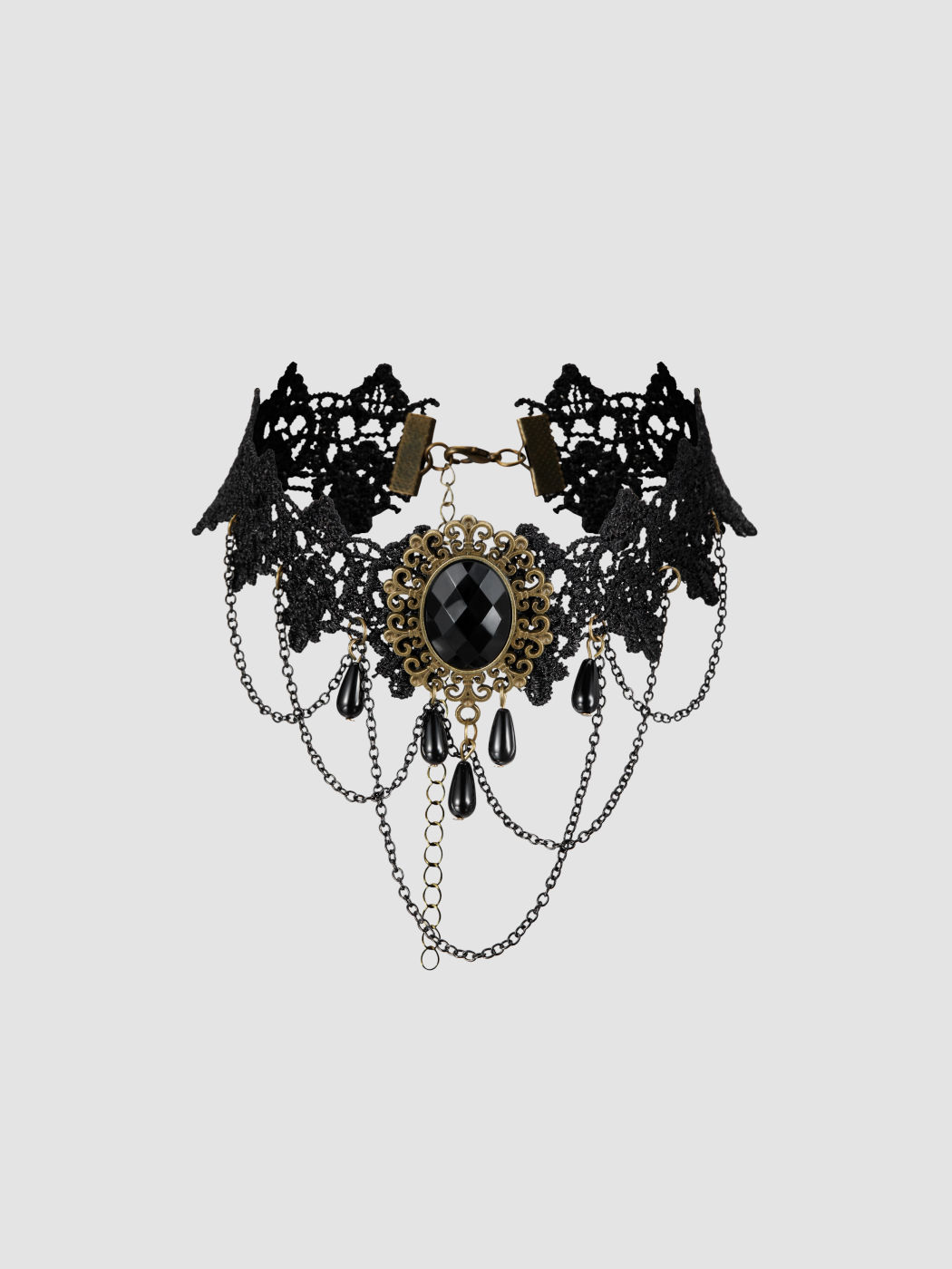 RHINESTONE CHAIN LACE CHOKER