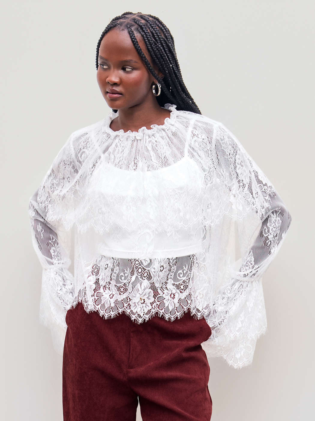 Lace Blouse Top Manche Longue Dentelle Chemisier Femme Dentelle - Main Image