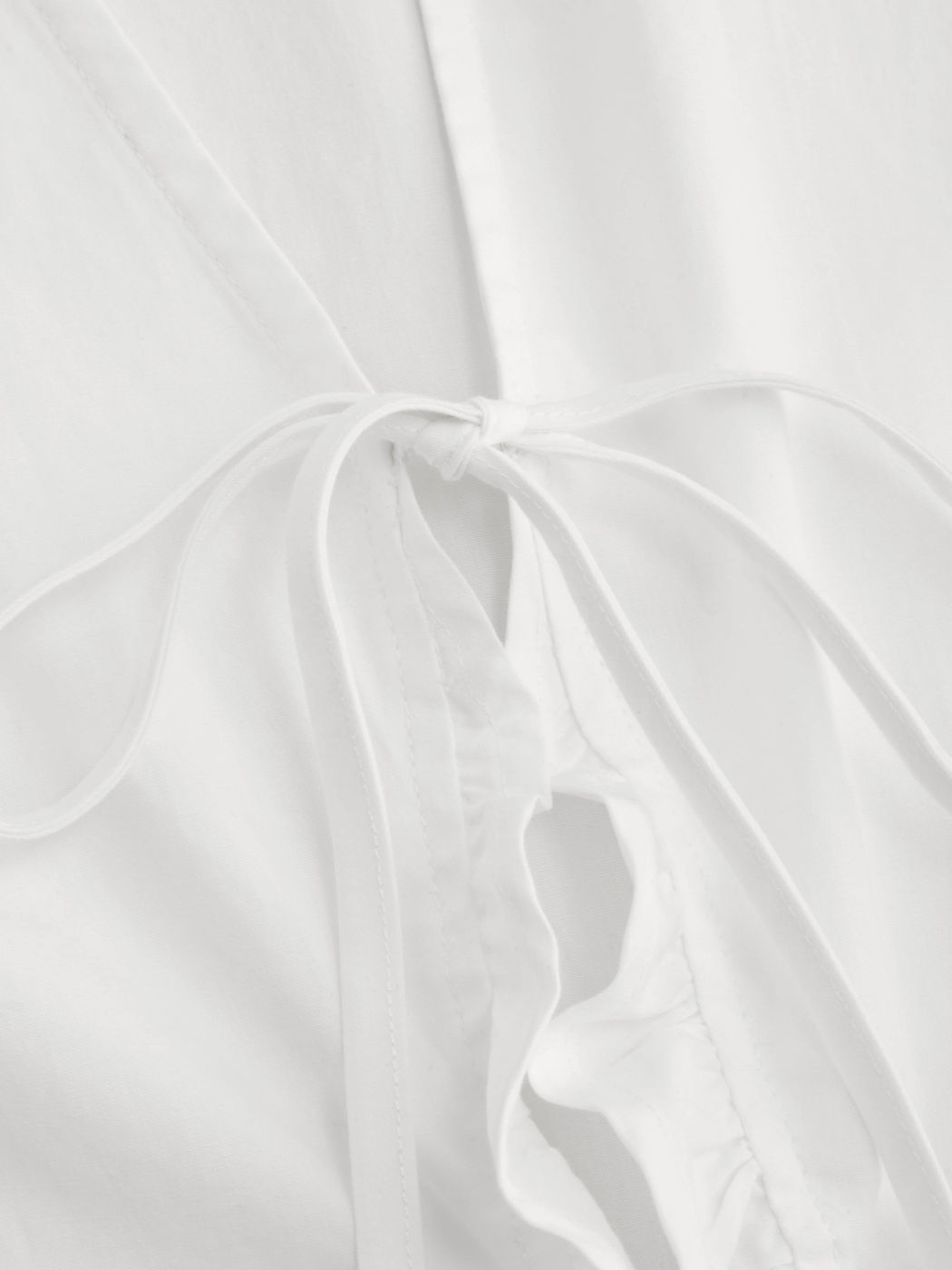 100% Cotton Collar Solid Ruffle Hem Tie Front Blouse