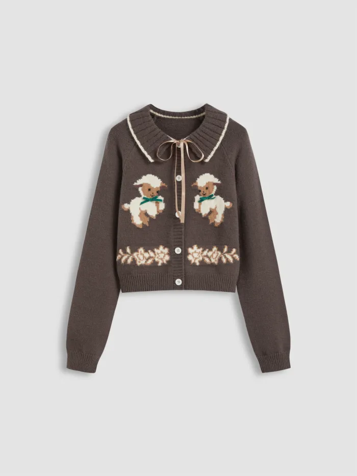 Knit Round Neckline Fish Graphic Contrasting Binding Oversized Top