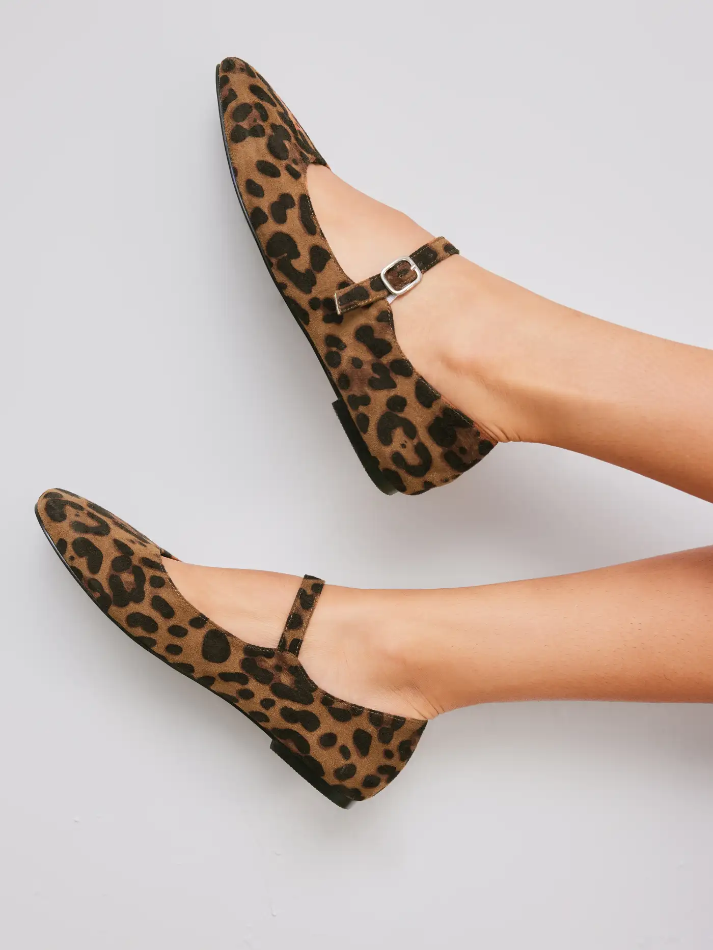 LEOPARD PRINT SUEDE MARY JANE FLATS
