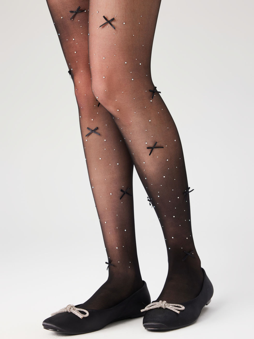 BOWKNOT & RHINESTONE TIGHTS