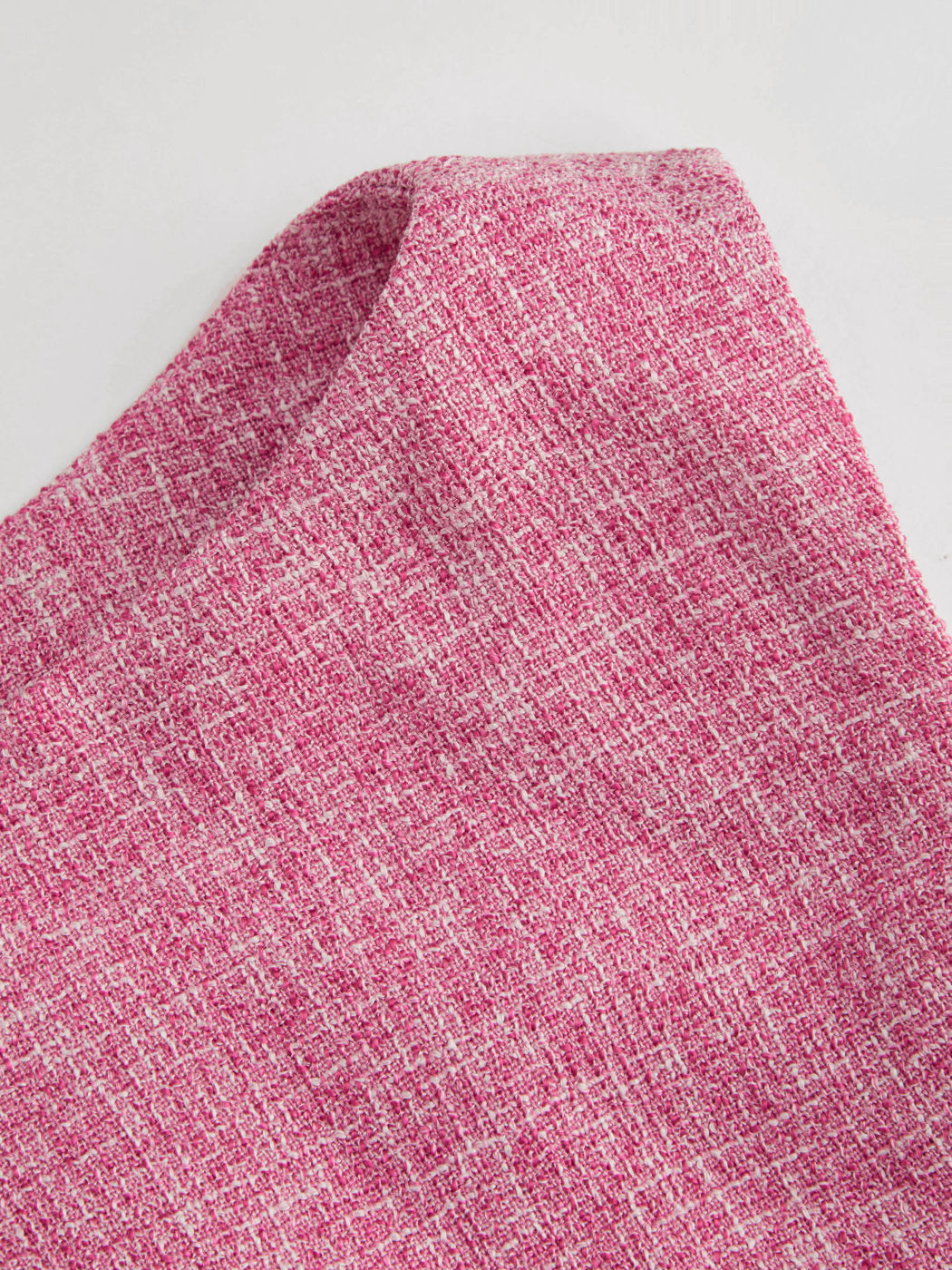 Tweed Boat Neck Solid Button Vest