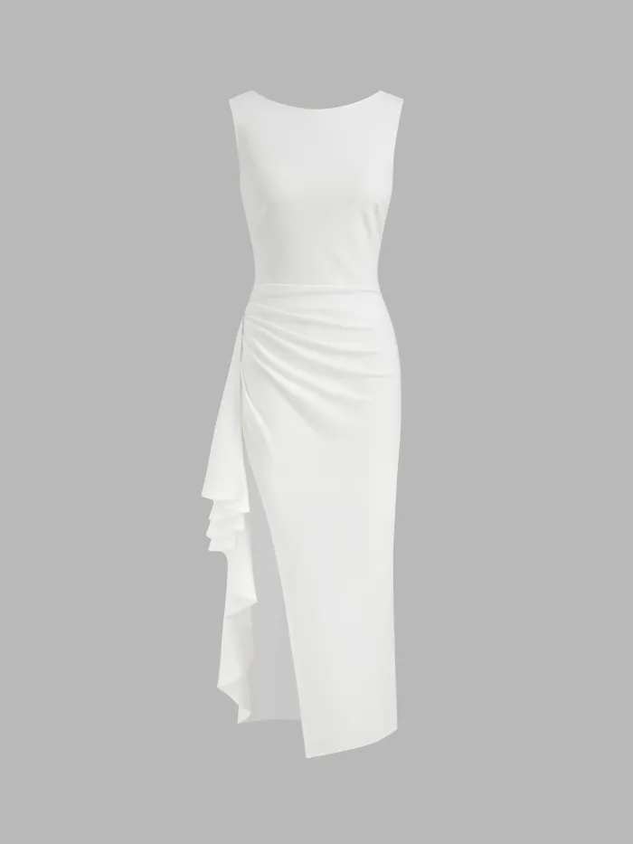 Jacquard Halter Neckline Floral Lace Up Maxi Dress