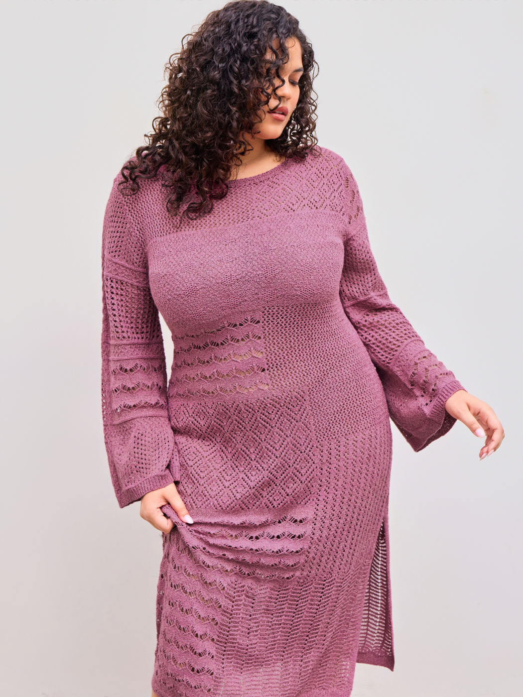 Maglia con scollo a barchetta Solido Vestito Midi Curve & Plus