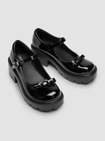BOWKNOT CHUNKY HEELED LOAFERS