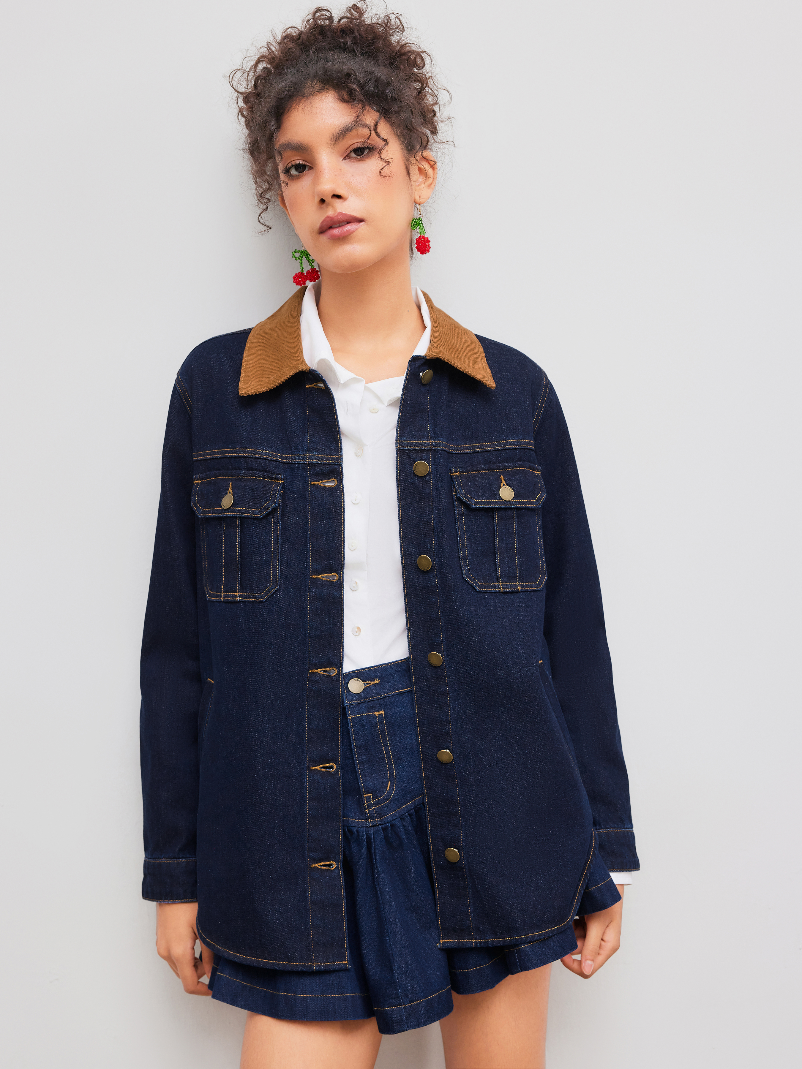 【CIDER】デニムカラー オーバーサイズ ジャケット Denim Jackets - Cider