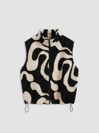 Fleece Hochkragen Geometrische Pufferweste