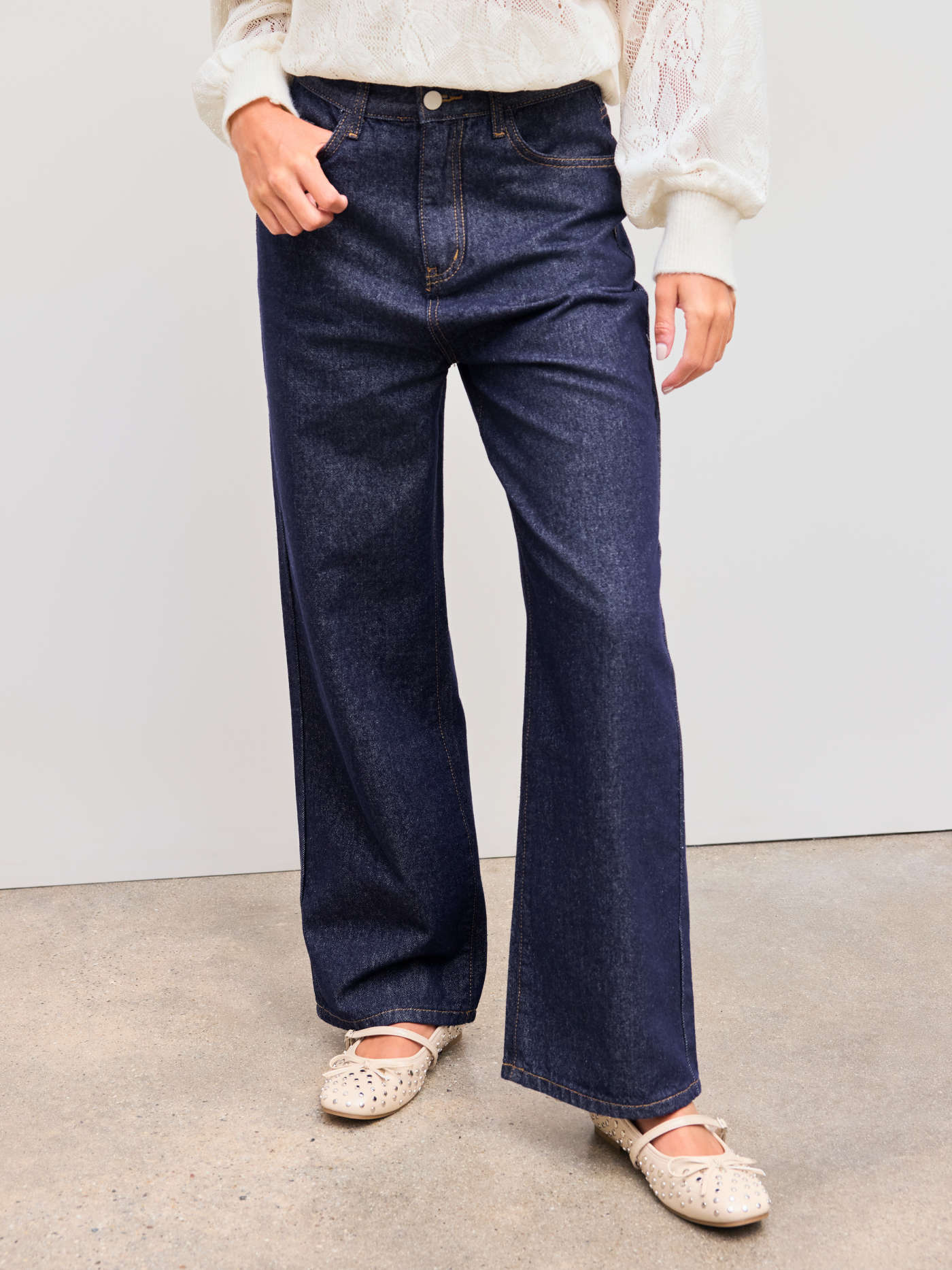 Yoney Denim Solid Straight Leg Jeans