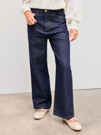 Jeans droits en denim miel, taille moyenne uni
