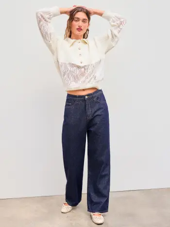 Honey Denim - Jeans a gamba dritta solidi a vita media