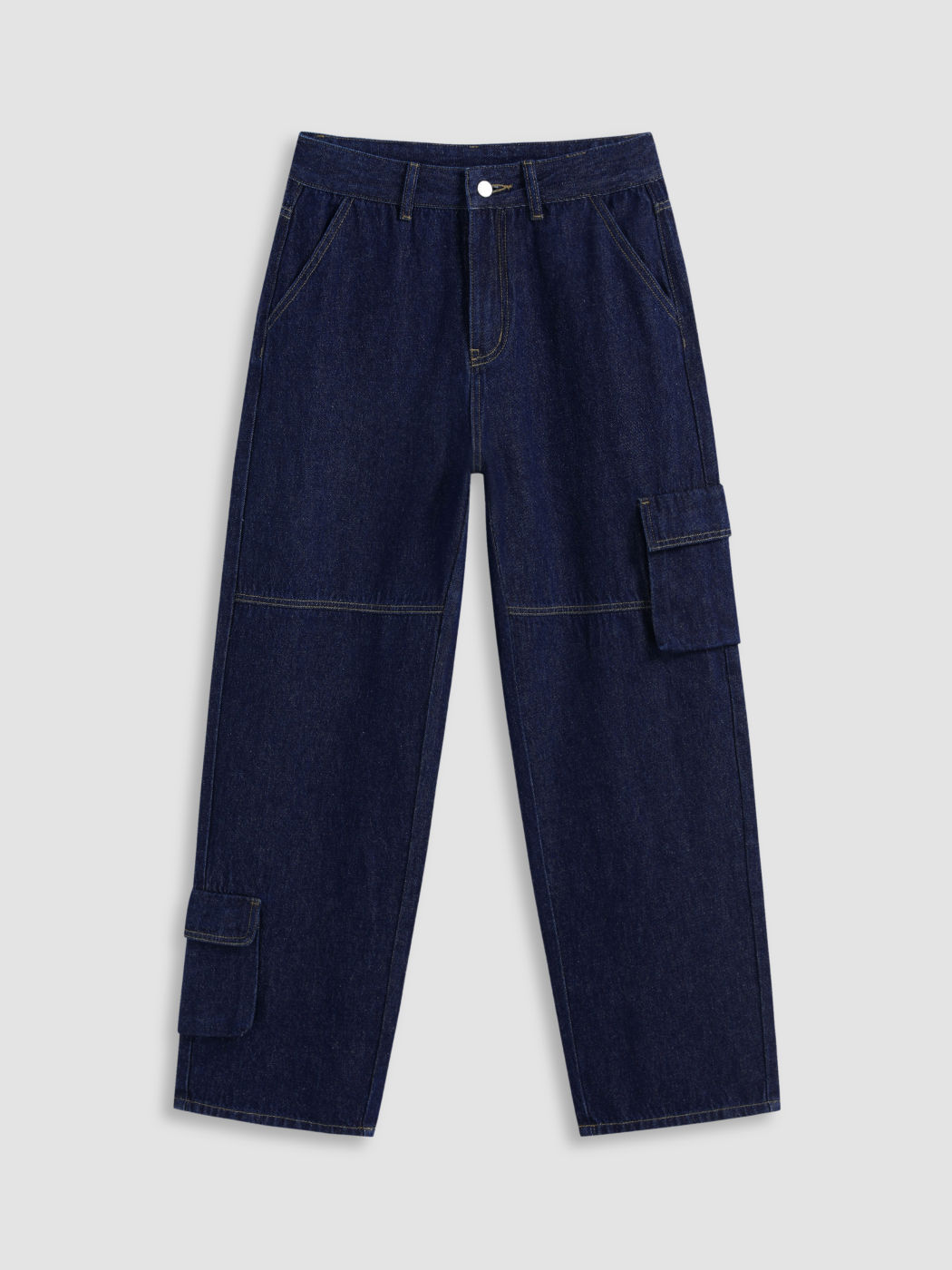 Cider Denim Mid Rise Solid Cargo Jeans