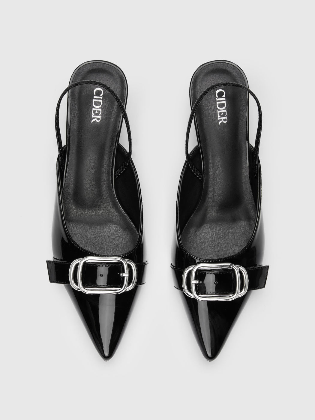 BUCKLE POINTED TOE SLINGBACK HEELS