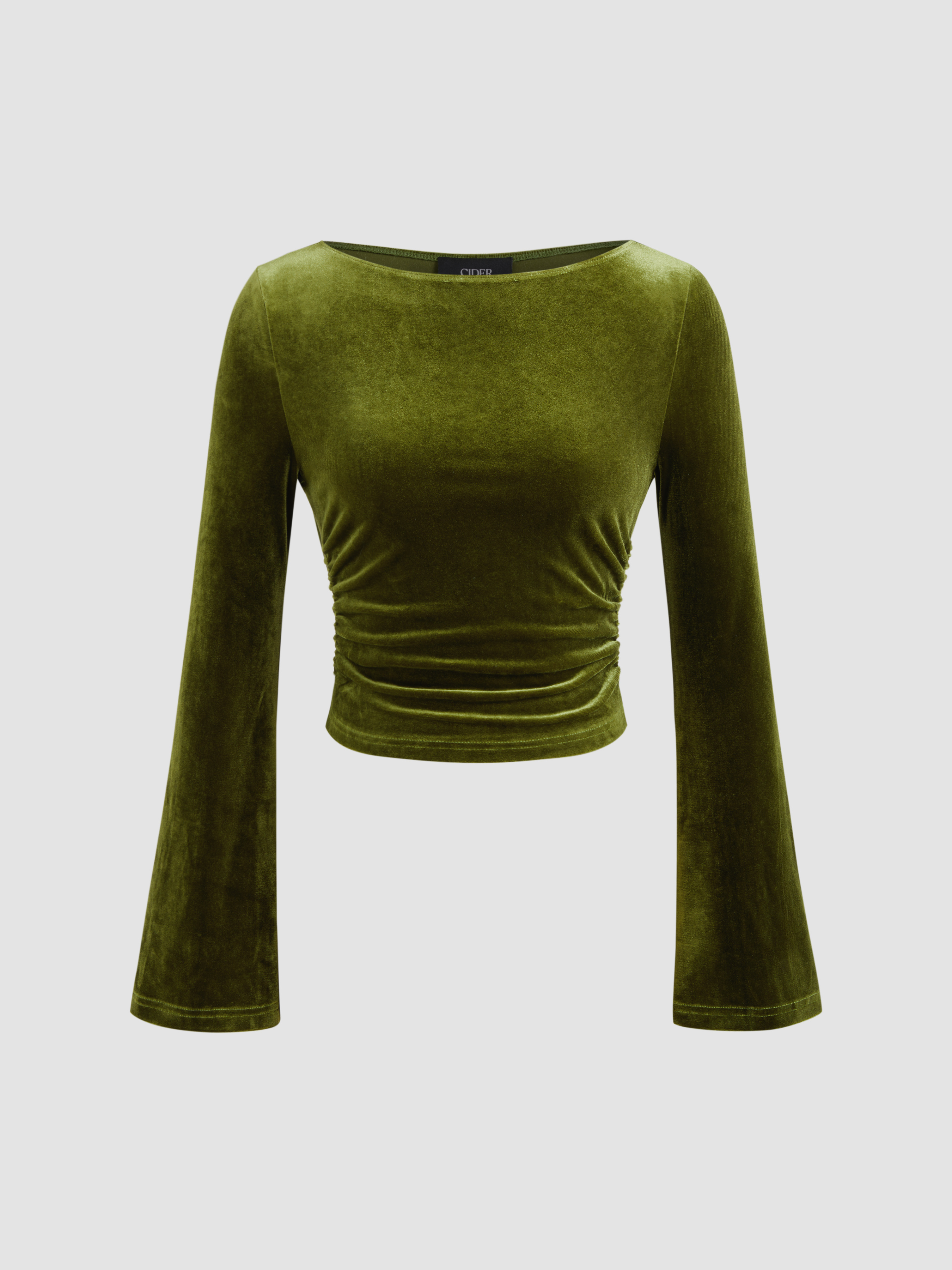 Velvet Velvet Star Pattern Bell Sleeve Crop Top For Date